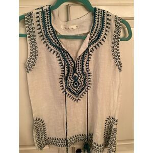 Solitaire Ravi Knosla Sleeveless Embroidered Top Tunic Sz S